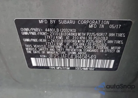 2018 Subaru Forester 2.5I Premium from USA, damaged, VIN JF2SJAEC4JH404549
